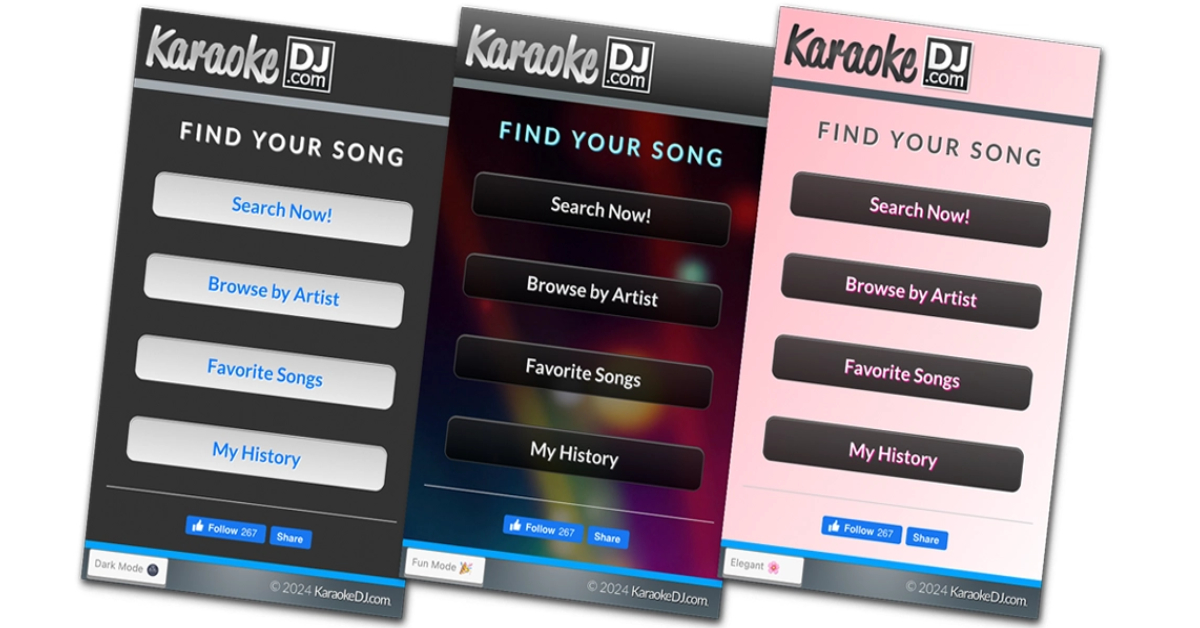 KaraokeDJ.com guest catalog themes overview